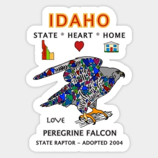 Idaho, Peregrine Falcon, Love, Valentines Day, State, Heart, Home Sticker